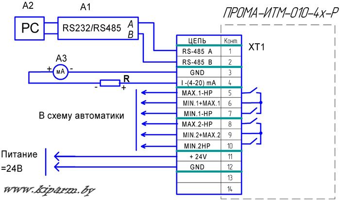 ПРОМА-ИТМ-МИ-Р Схема подключения