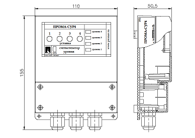 Сигнализатор уровня СУР-4 габаритные размеры