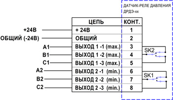 Датчик-реле давления электронный ДРДЭ - Схема подключения