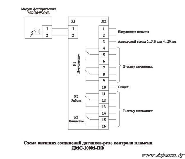 Схема подключения датчика ДМС-100М-ПФ