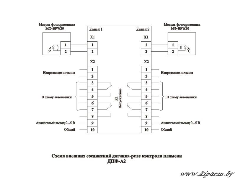 Схема подключения датчика ДПФ-А2