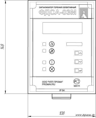 Сигнализатор горения селективный ФДСА-03М габаритные размеры панели