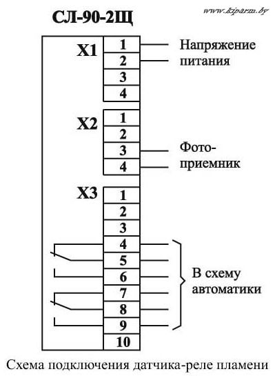 Схема подключения датчика СЛ-90-2Щ