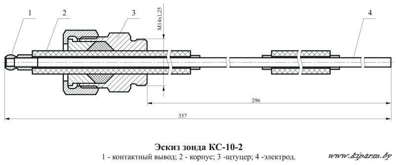 Эскиз ионизационного зонда КС-10-2