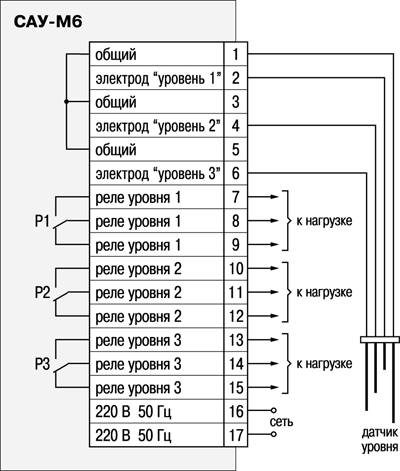 Схема подключения ОВЕН САУ-М6