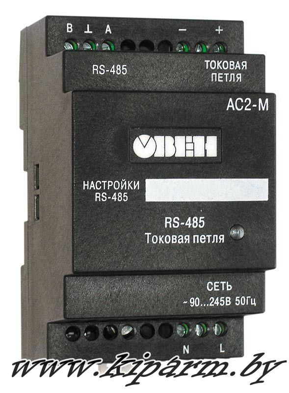 Внешний вид (фото) адаптера интерфейсов ОВЕН АС2-М (Преобразователь интерфейсов токовая петля - RS-485 ОВЕН АС2-М)